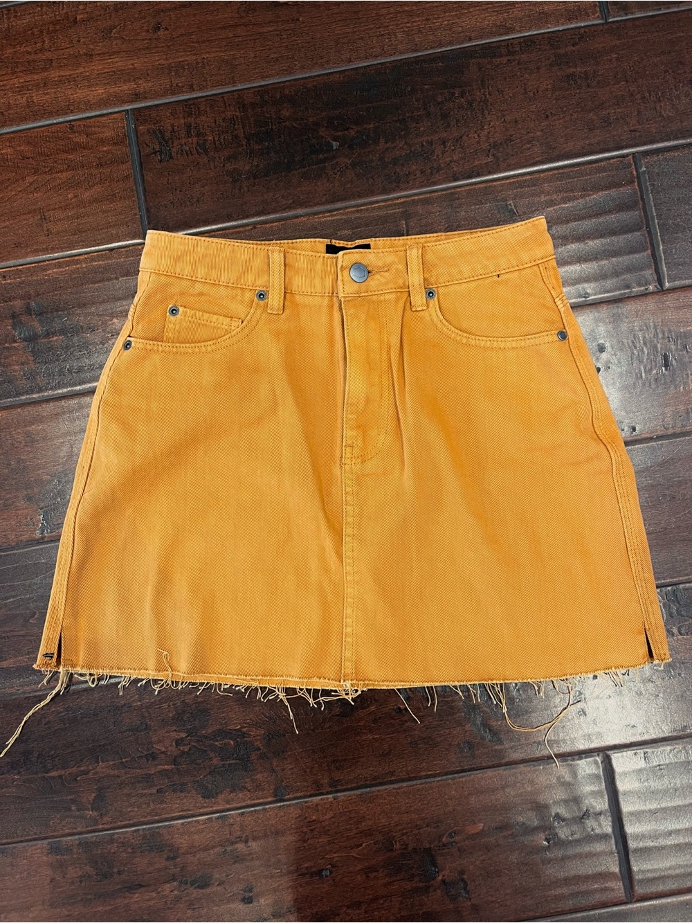 RVCA Mustard Yellow Denim Mini Skirt